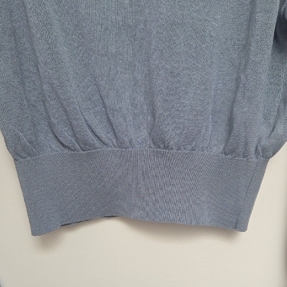 Mango Stone Silver Grsy  Boat Neck Bishops Long Sleeve Knitted Top Sz S Sweater - Picture 7 of 8